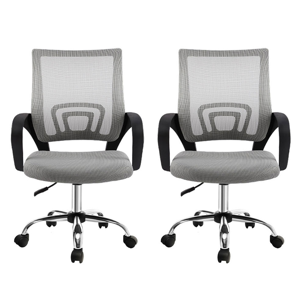 Artiss 2x Mesh Office Chair Mid Back Grey - Image 3