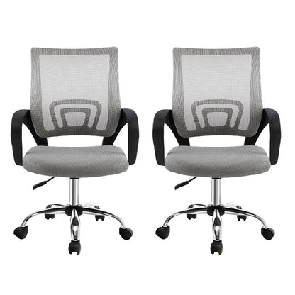 Artiss 2x Mesh Office Chair Mid Back Grey - Image 3