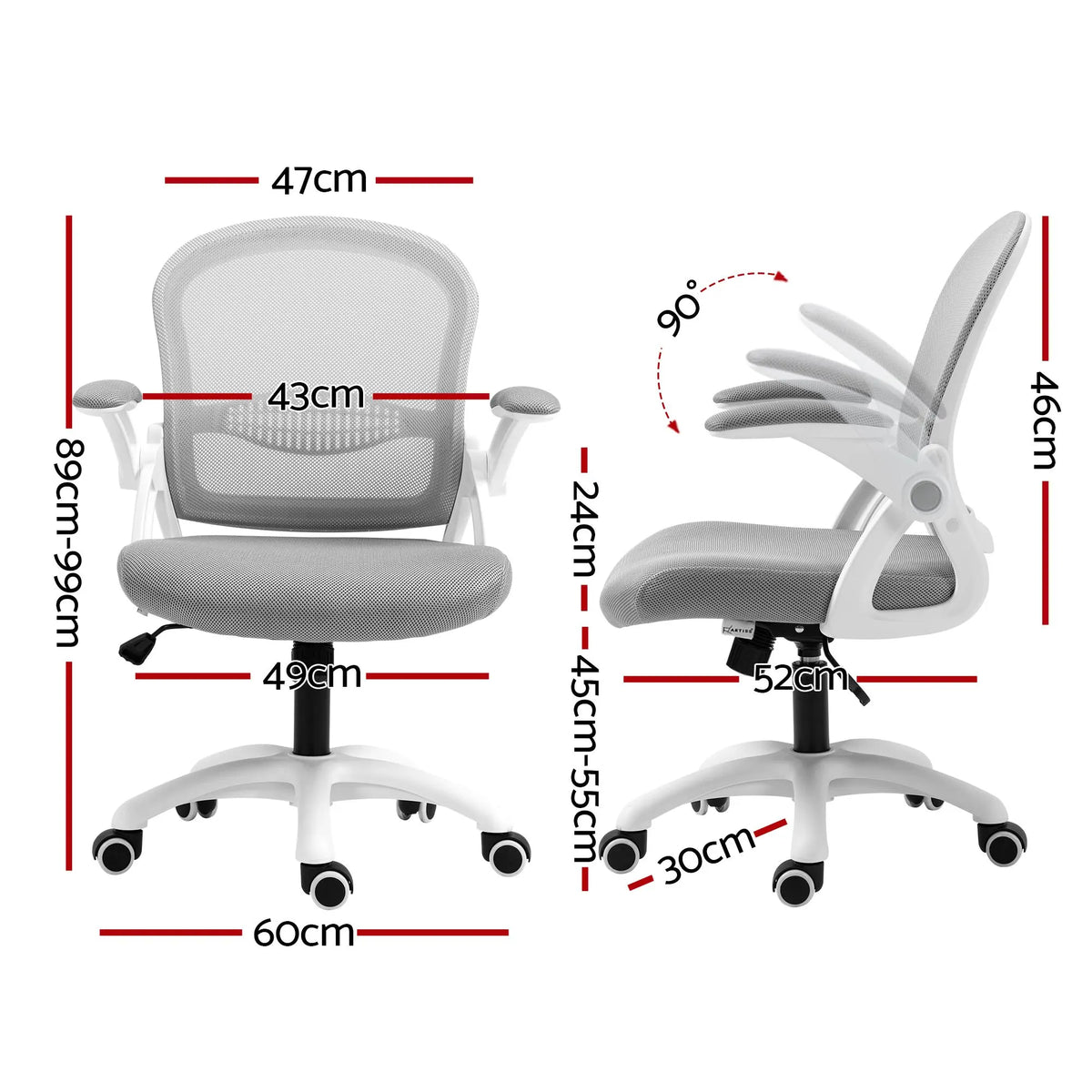 Artiss Mesh Office Chair Mid Back Grey - Image 2