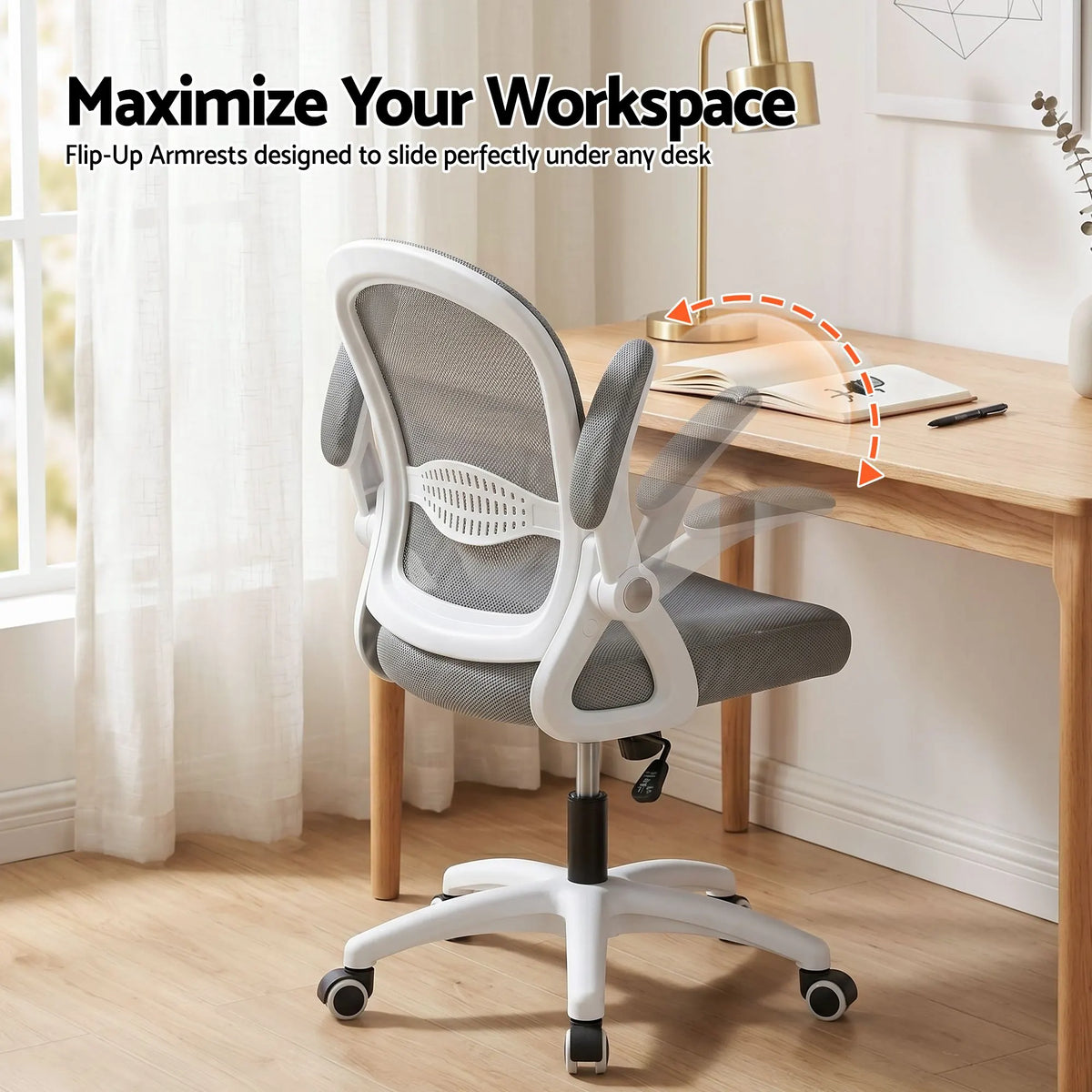 Artiss Mesh Office Chair Mid Back Grey - Image 7