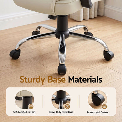 Artiss Executive Office Chair Leather Tilt Beige - Image 7