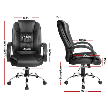 Artiss Executive Office Chair Leather Tilt Black - Image 2