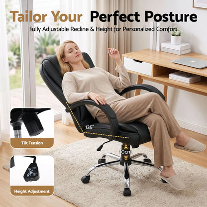 Artiss Executive Office Chair Leather Tilt Black - Image 4