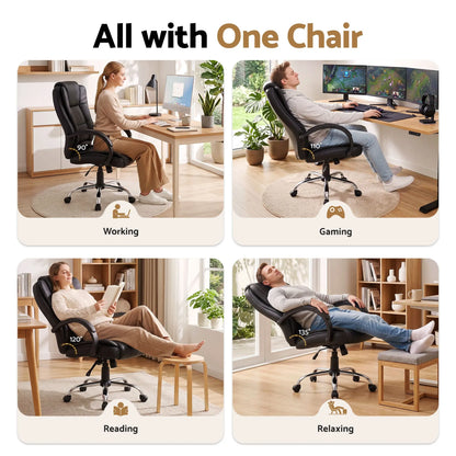 Artiss Executive Office Chair Leather Tilt Black - Image 5