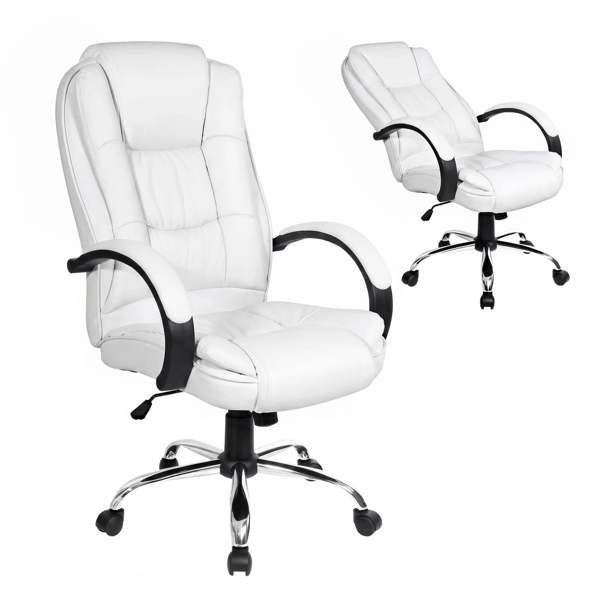 Artiss Executive Office Chair Leather Tilt White