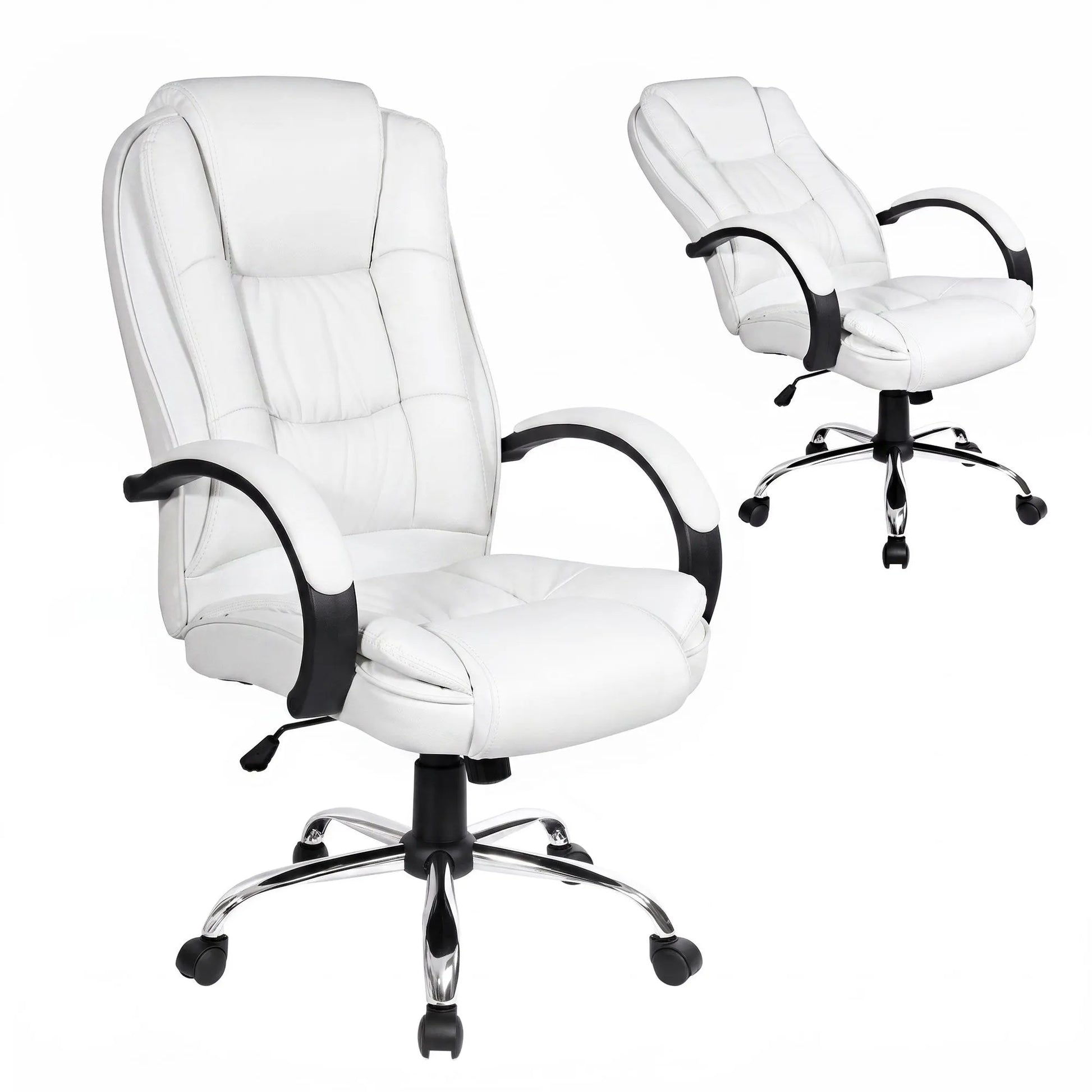 Artiss Executive Office Chair Leather Tilt White