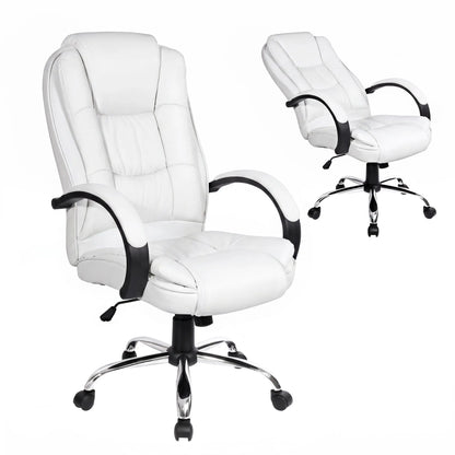 Artiss Executive Office Chair Leather Tilt White