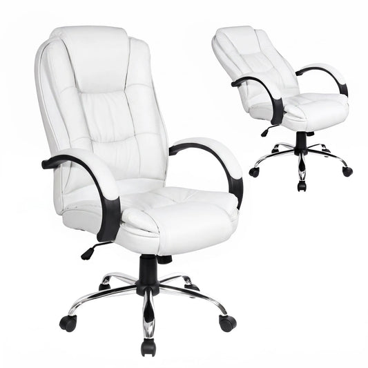 Artiss Executive Office Chair Leather Tilt White