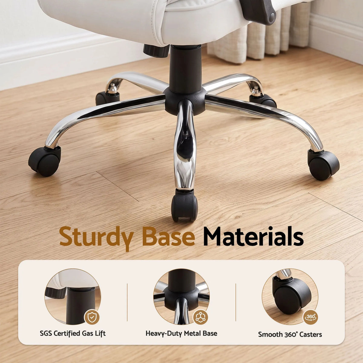 Artiss Executive Office Chair Leather Tilt White - Image 7