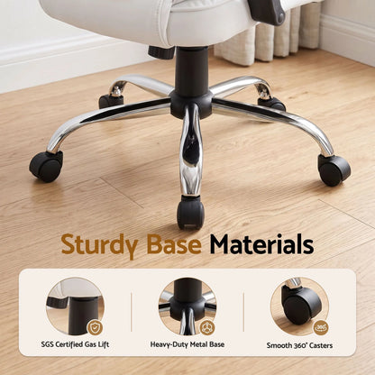 Artiss Executive Office Chair Leather Tilt White - Image 7
