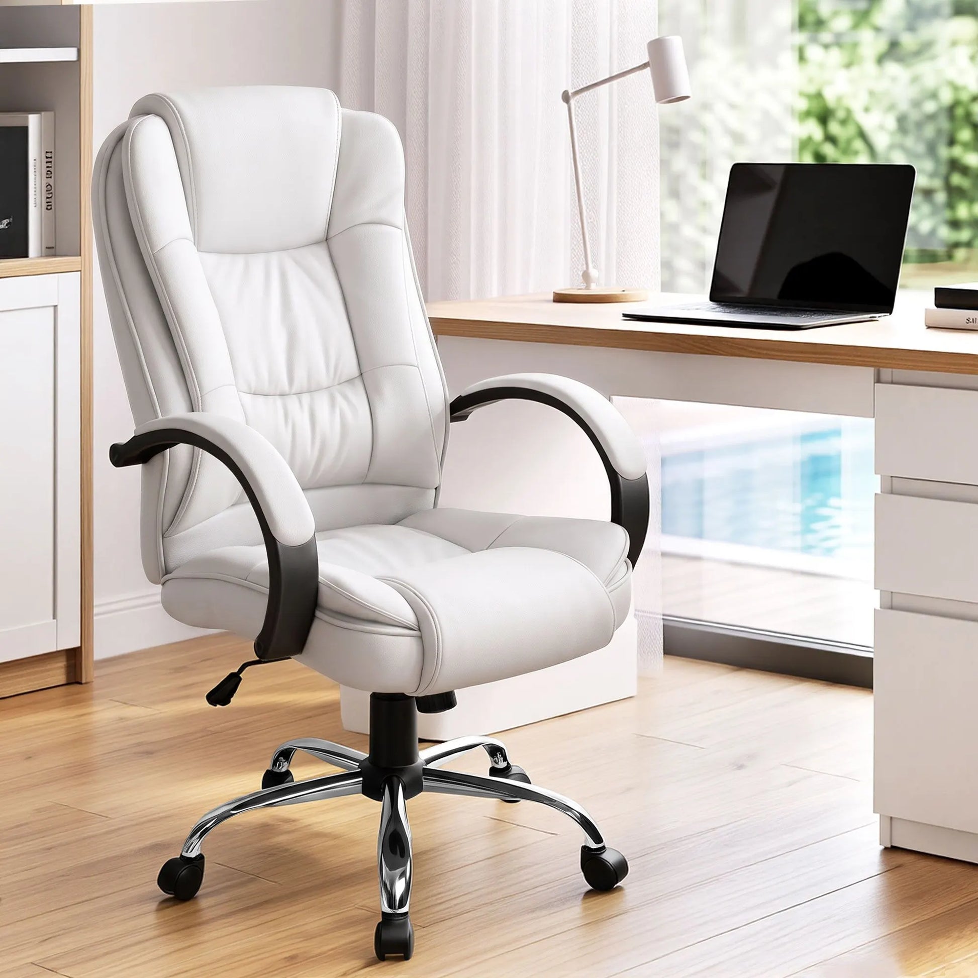 Artiss Executive Office Chair Leather Tilt White - Image 8
