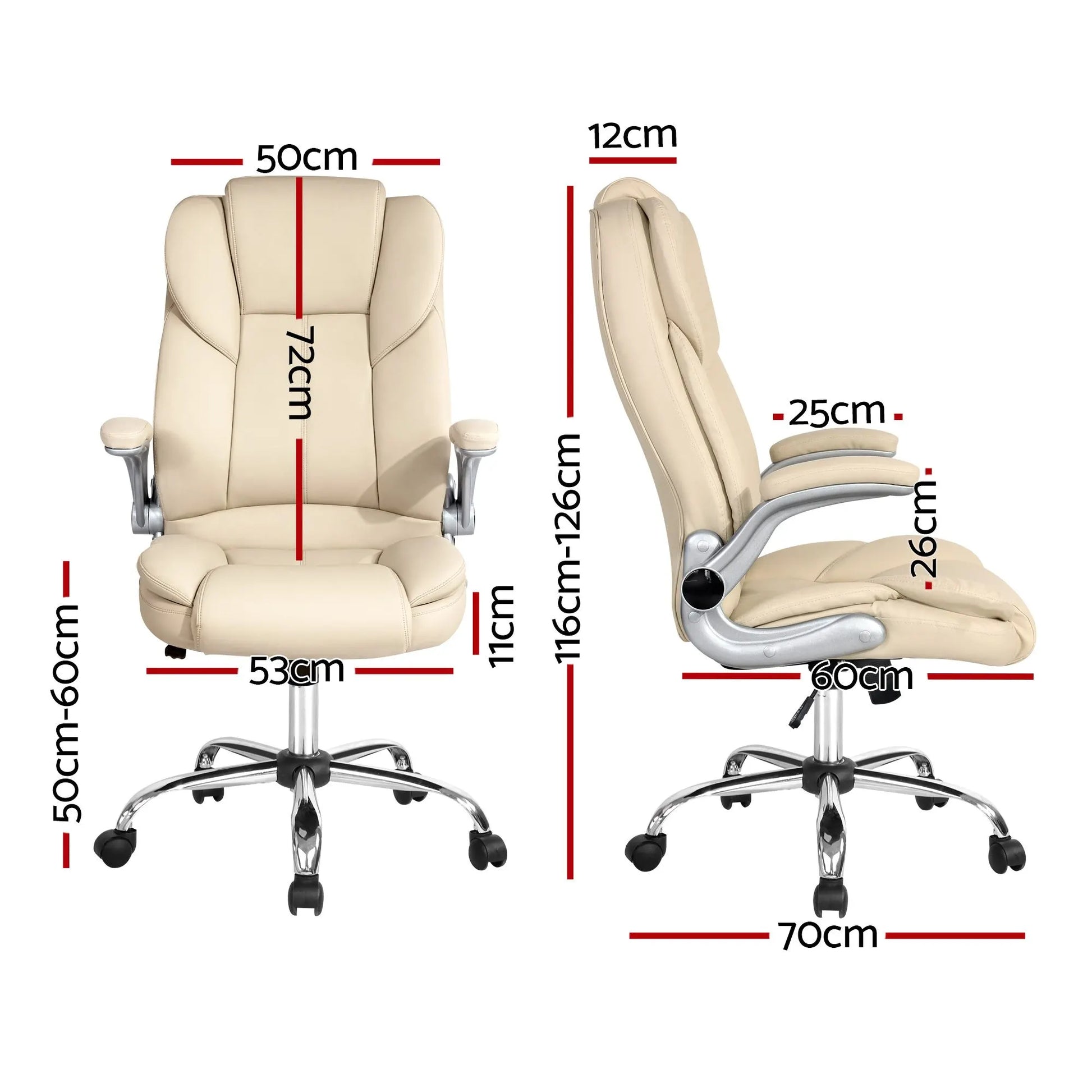 Artiss Executive Office Chair Leather Tilt Beige - Image 2