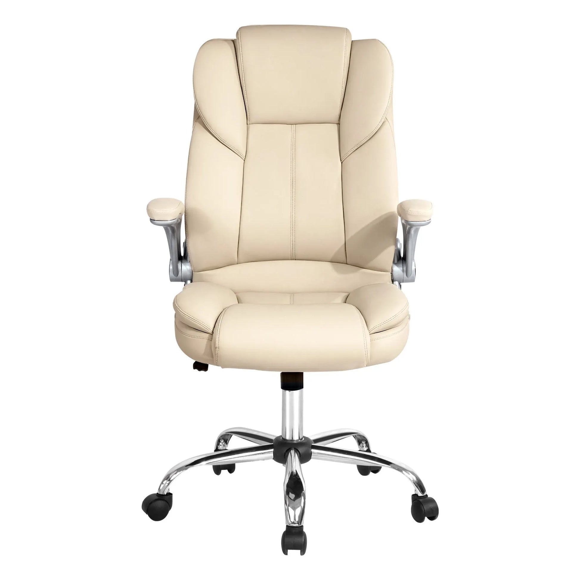 Artiss Executive Office Chair Leather Tilt Beige - Image 3