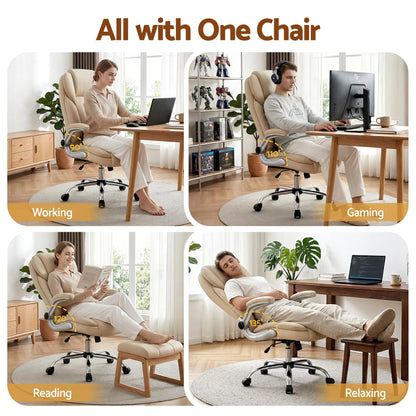 Artiss Executive Office Chair Leather Tilt Beige - Image 5