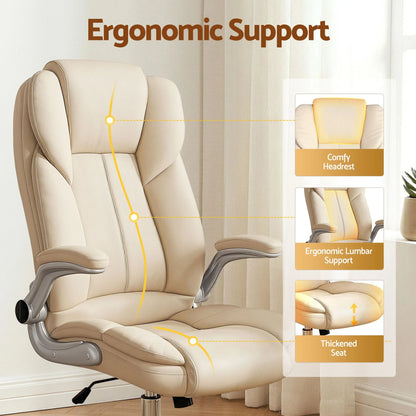 Artiss Executive Office Chair Leather Tilt Beige - Image 6