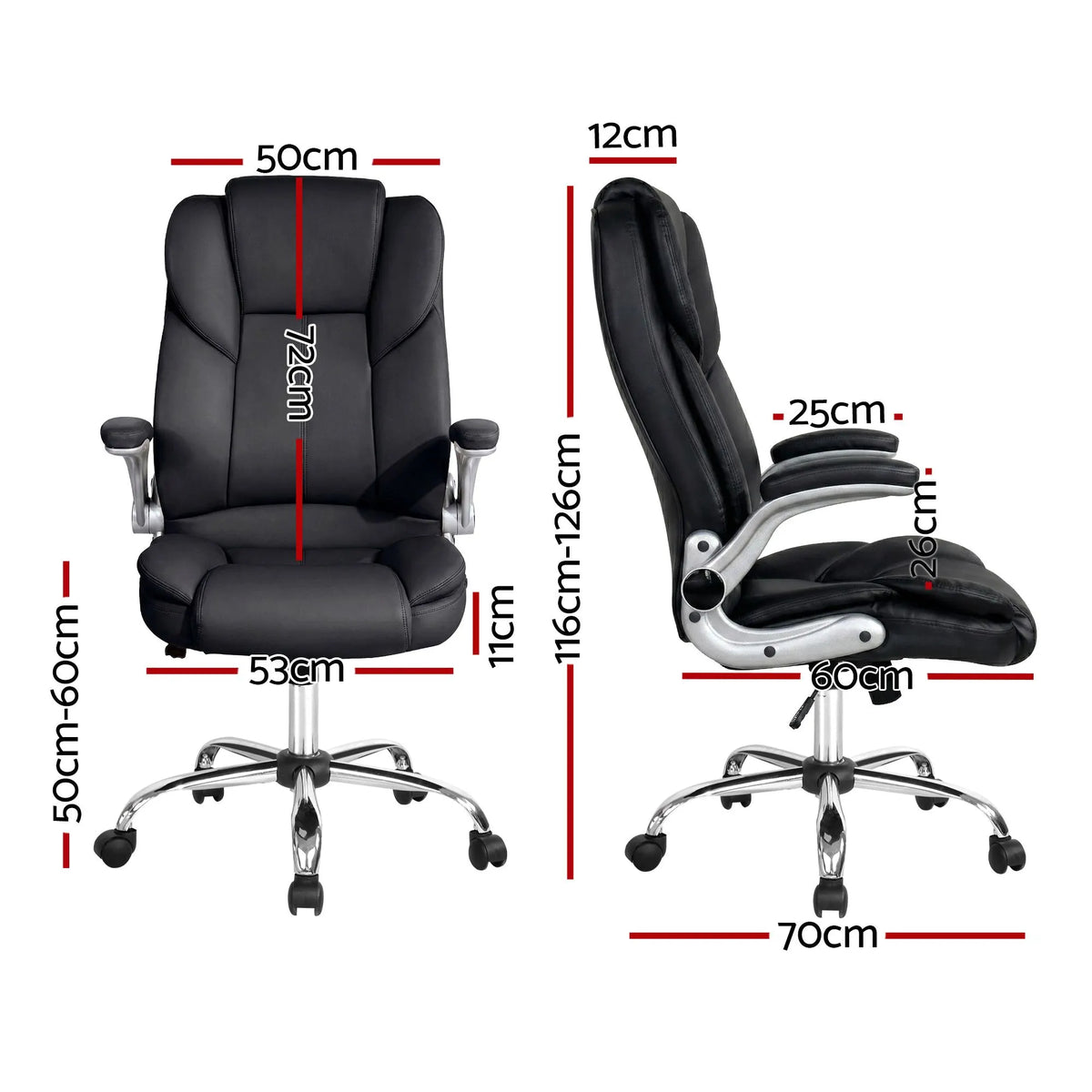 Artiss Executive Office Chair Leather Tilt Black - Image 2