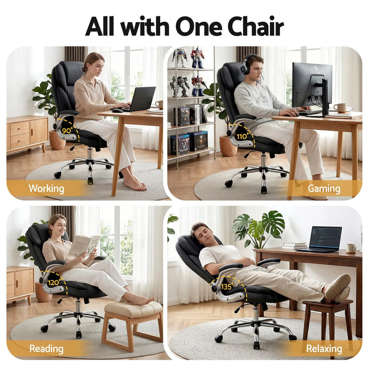 Artiss Executive Office Chair Leather Tilt Black - Image 5
