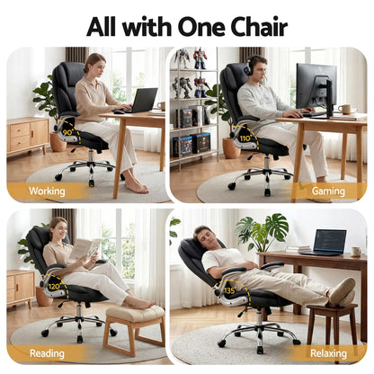 Artiss Executive Office Chair Leather Tilt Black - Image 5