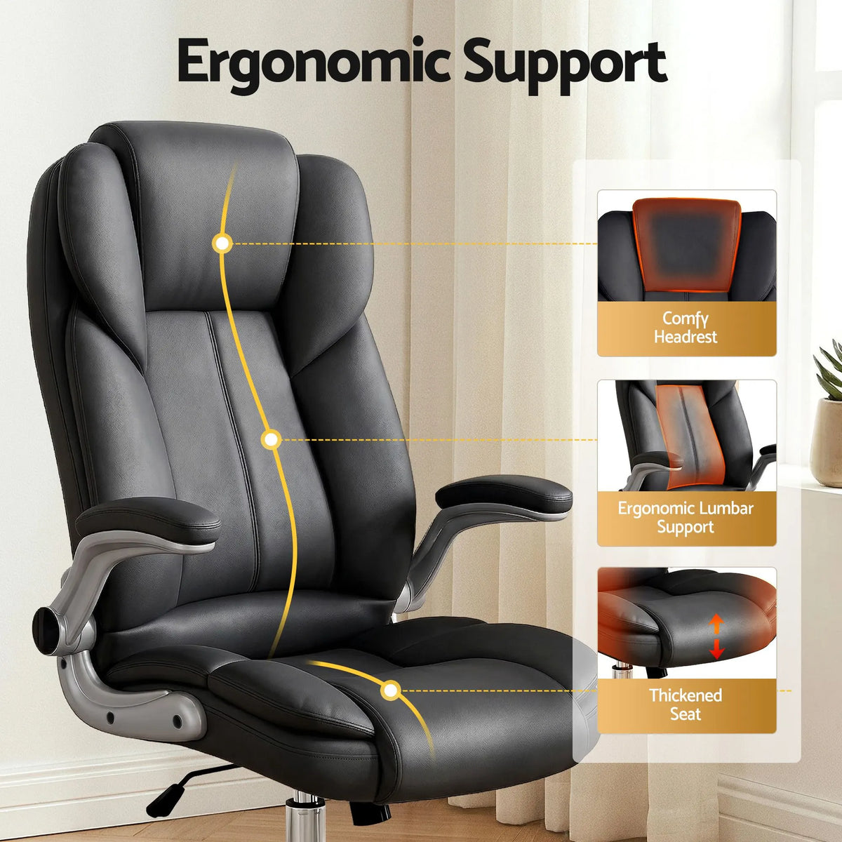 Artiss Executive Office Chair Leather Tilt Black - Image 6