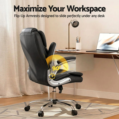 Artiss Executive Office Chair Leather Tilt Black - Image 7
