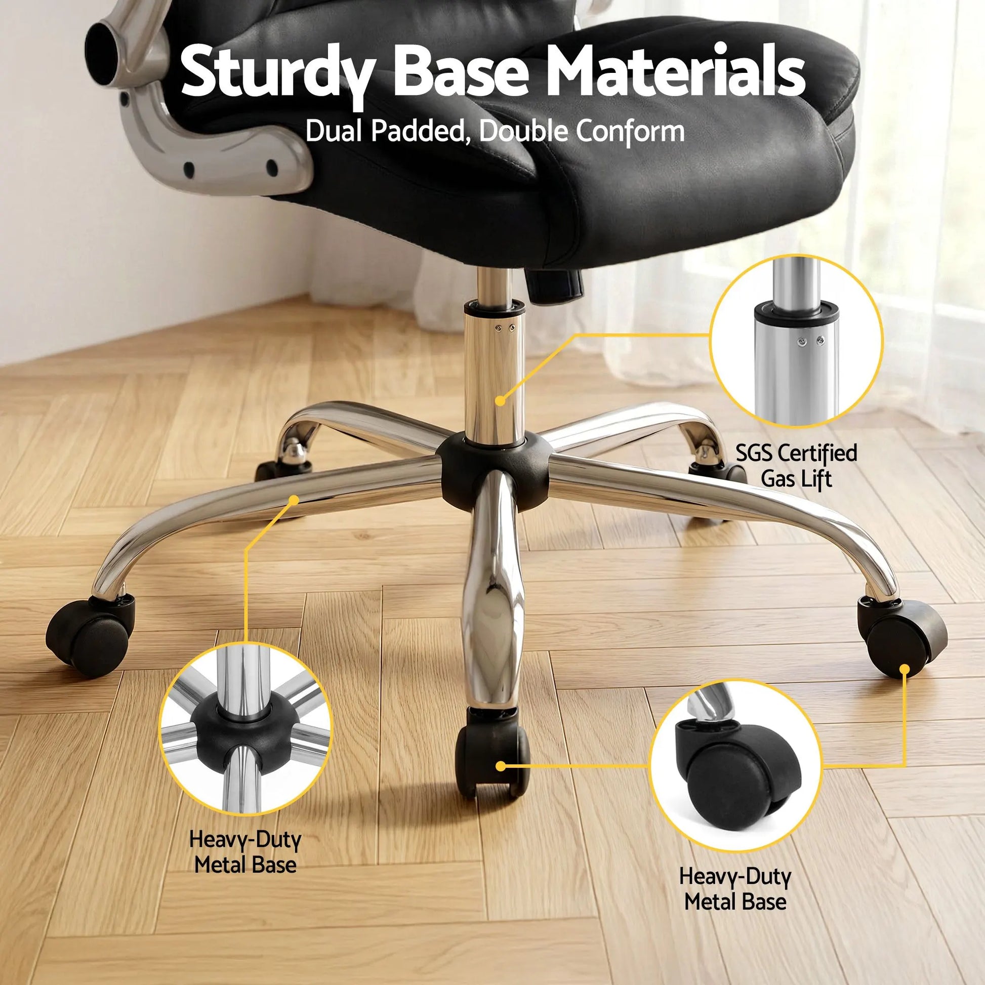 Artiss Executive Office Chair Leather Tilt Black - Image 8