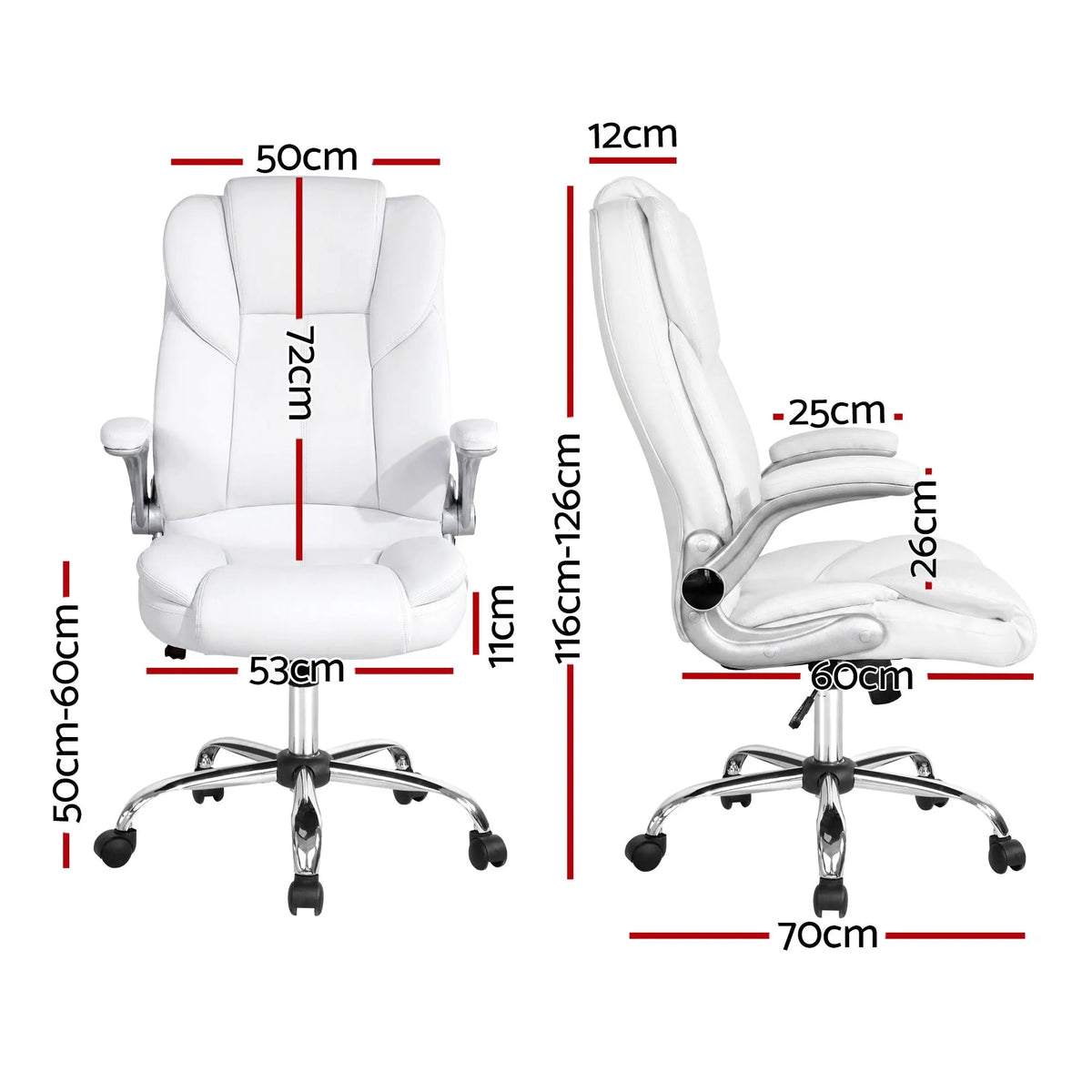 Artiss Executive Office Chair Leather Tilt White - Image 2