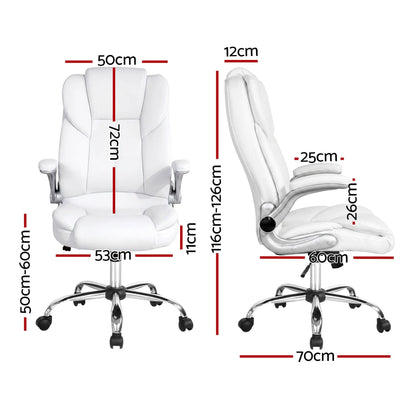 Artiss Executive Office Chair Leather Tilt White - Image 2