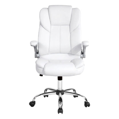 Artiss Executive Office Chair Leather Tilt White - Image 3