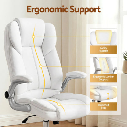 Artiss Executive Office Chair Leather Tilt White - Image 6