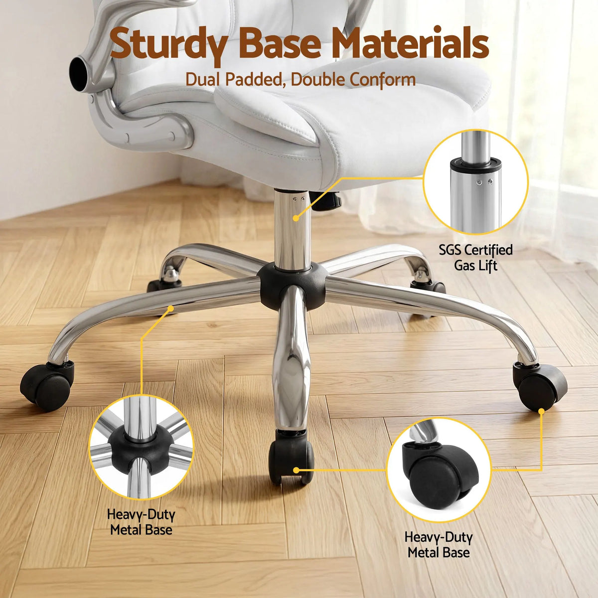 Artiss Executive Office Chair Leather Tilt White - Image 8