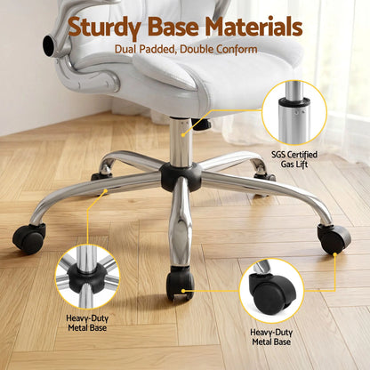 Artiss Executive Office Chair Leather Tilt White - Image 8