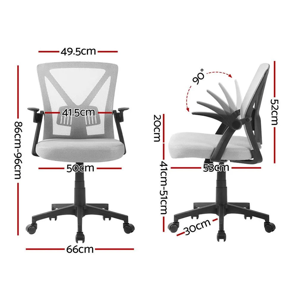 Artiss 2x Mesh Office Chair Mid Back Grey - Image 2
