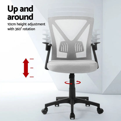 Artiss 2x Mesh Office Chair Mid Back Grey - Image 4