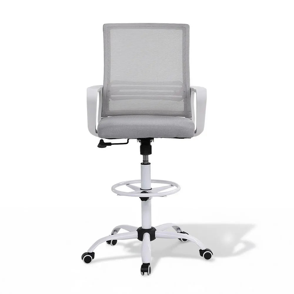 Artiss Office Chair Drafting Chairs Stool Computer Desk Studios Mesh White - Image 3