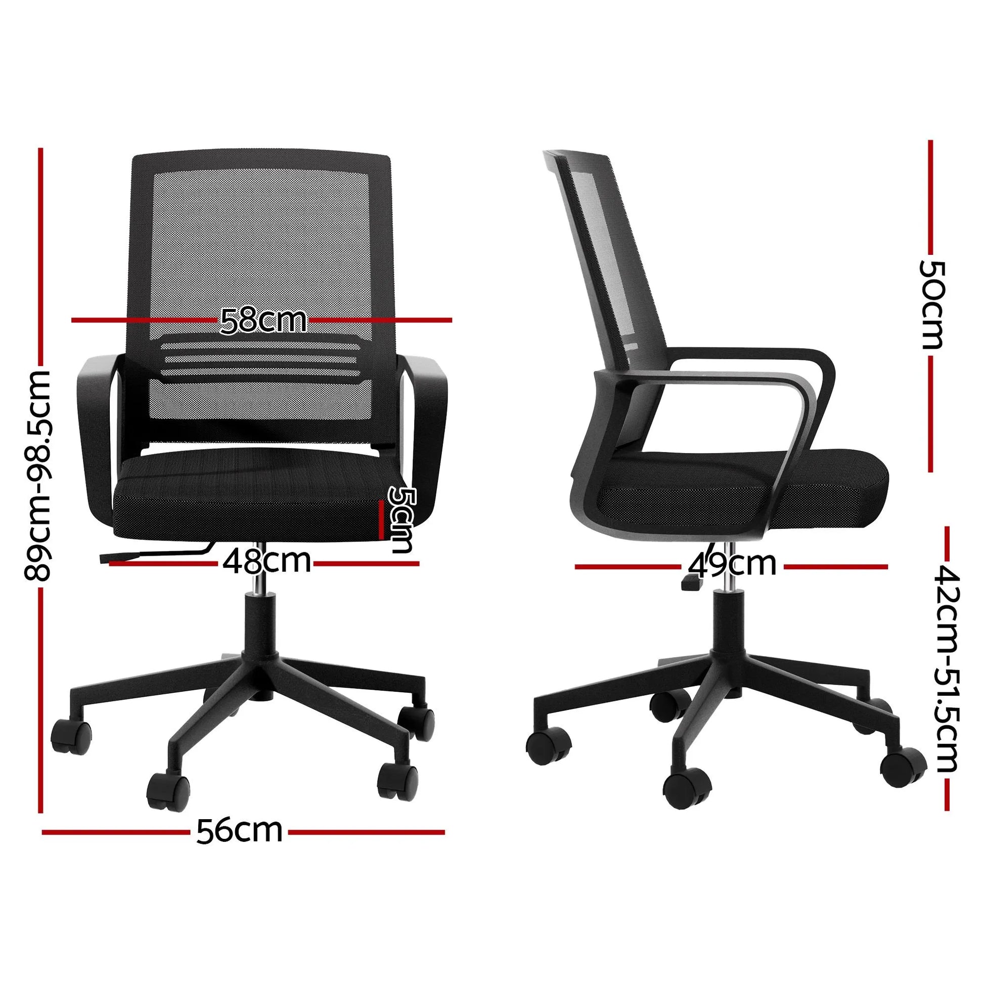Artiss Mesh Office Chair Mid Back Black - Image 2