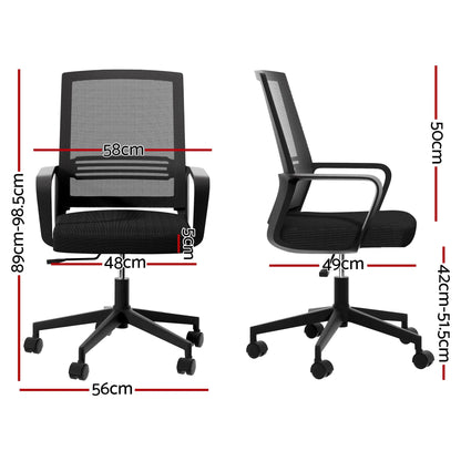 Artiss Mesh Office Chair Mid Back Black - Image 2