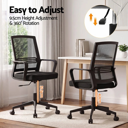 Artiss Mesh Office Chair Mid Back Black - Image 5