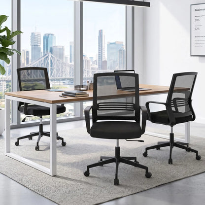 Artiss Mesh Office Chair Mid Back Black - Image 9