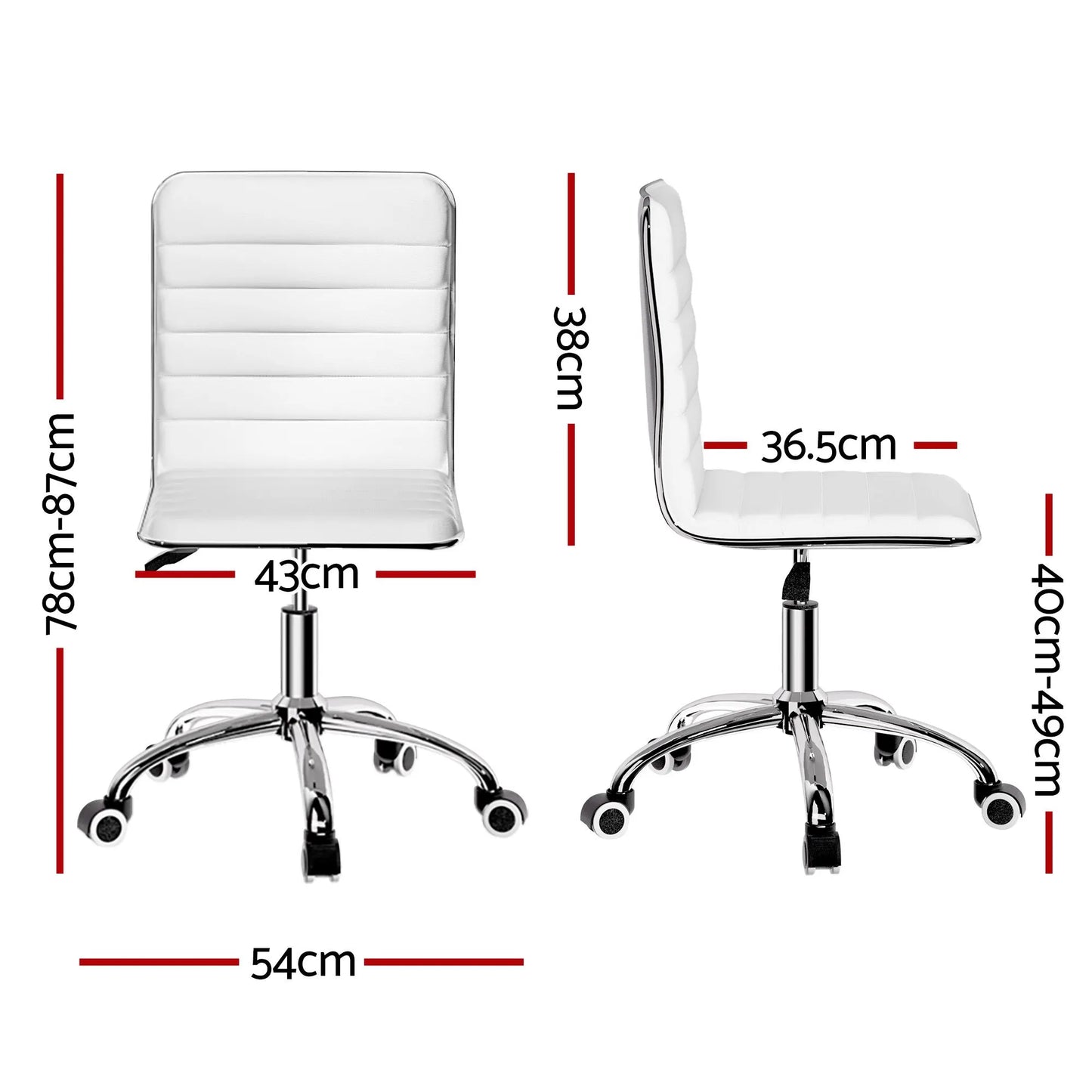 Artiss Office Chair Conference Chairs PU Leather Low Back White - Image 2