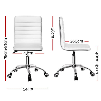 Artiss Office Chair Conference Chairs PU Leather Low Back White - Image 2