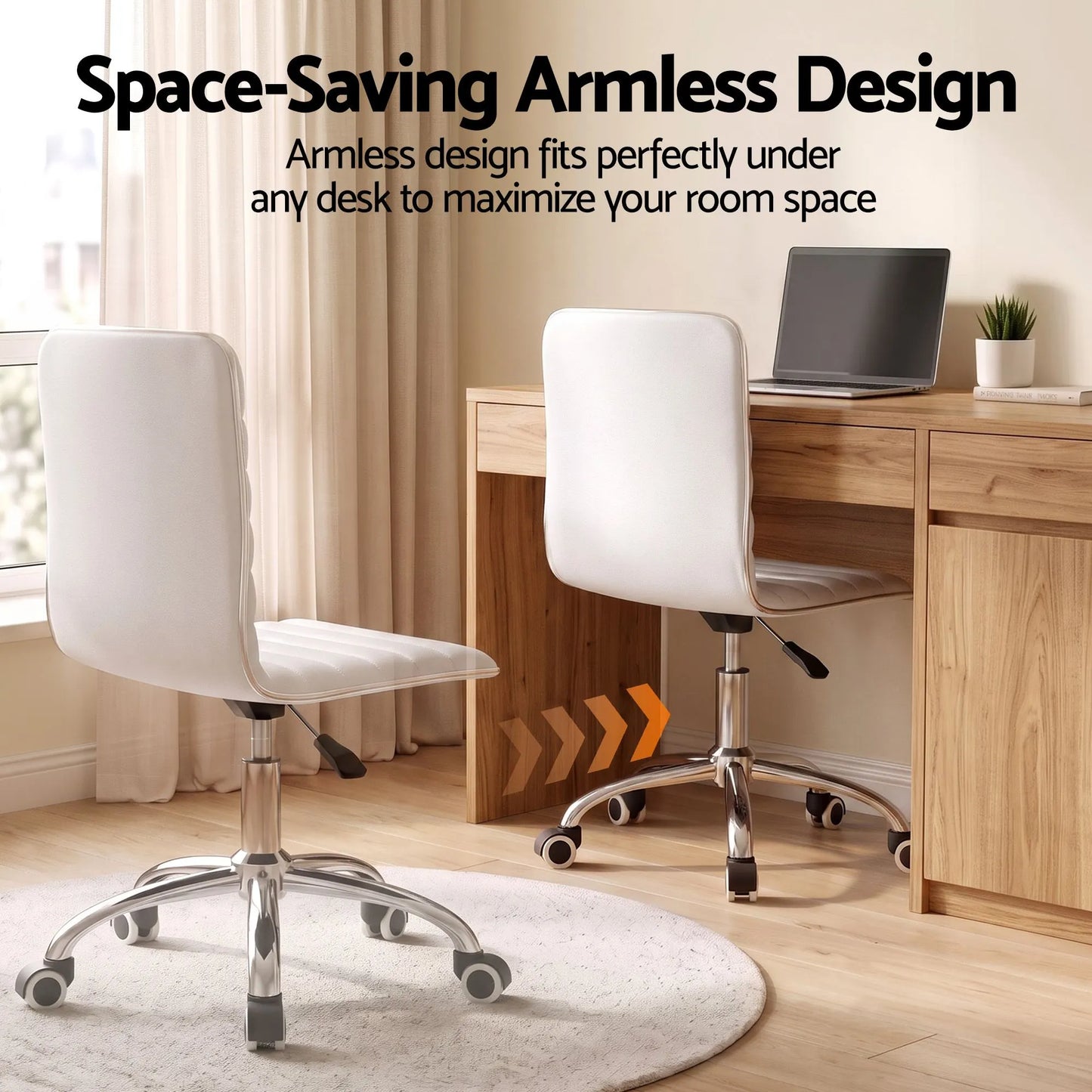 Artiss Office Chair Conference Chairs PU Leather Low Back White - Image 4
