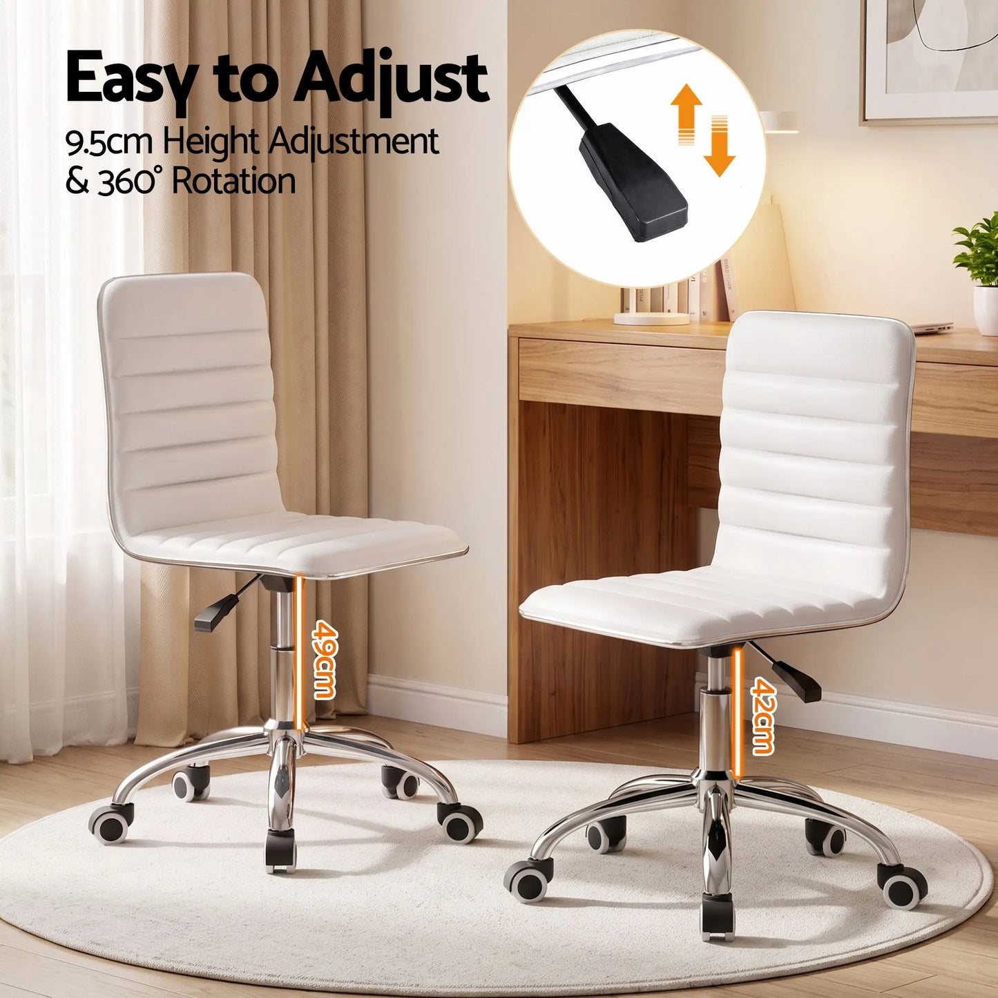 Artiss Office Chair Conference Chairs PU Leather Low Back White - Image 5