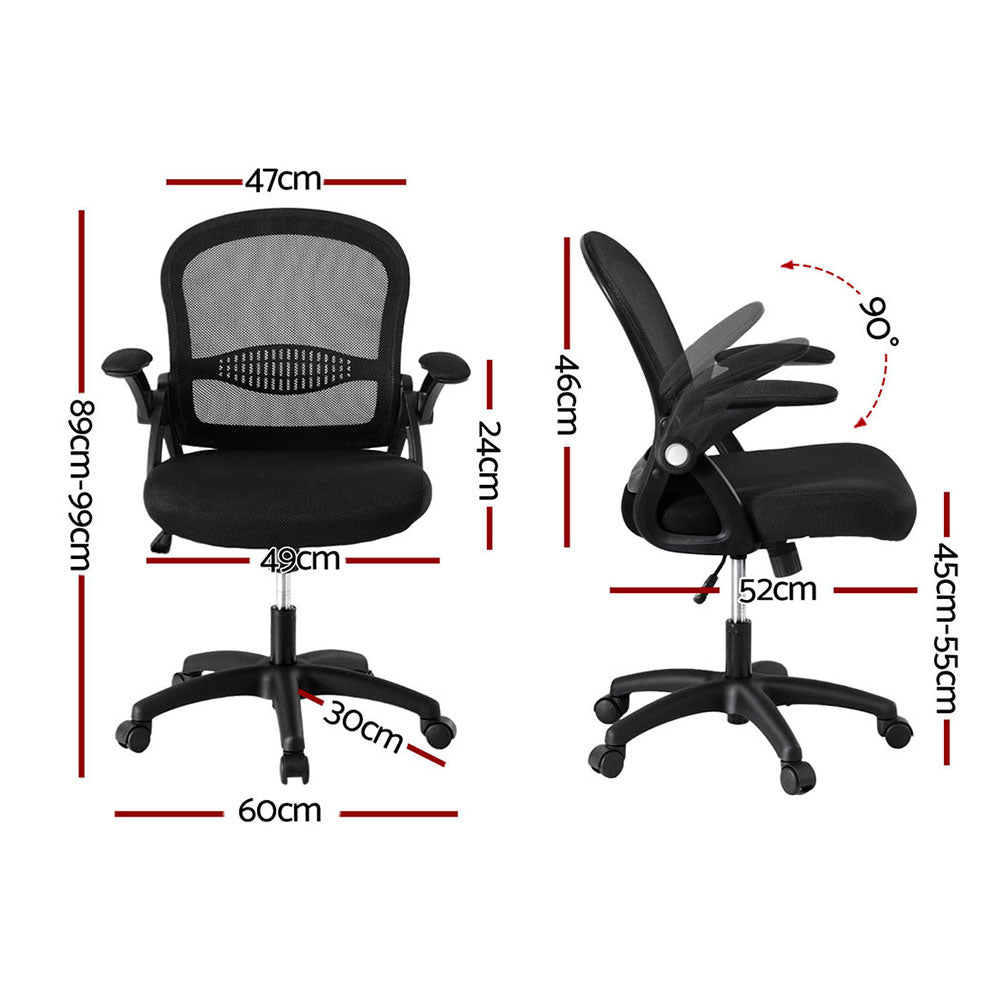 Artiss 2x Mesh Office Chair Computer Gaming Desk Chairs Work Study Mid Back - Image 2