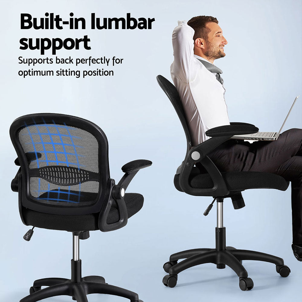 Artiss 2x Mesh Office Chair Computer Gaming Desk Chairs Work Study Mid Back - Image 5