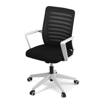 Artiss Ergonomic Office Chair Mesh Computer Desk Chairs with Lumbar Support, Height Adjustment Swivel Chair Mid Back for Home Office Study, Black and White - Image 3
