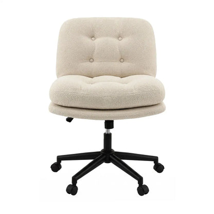 Artiss Criss Cross Office Chair Wide Seat Desk Chair Bouclé Fabric Vanity Chair Comfy, Beige - Image 4