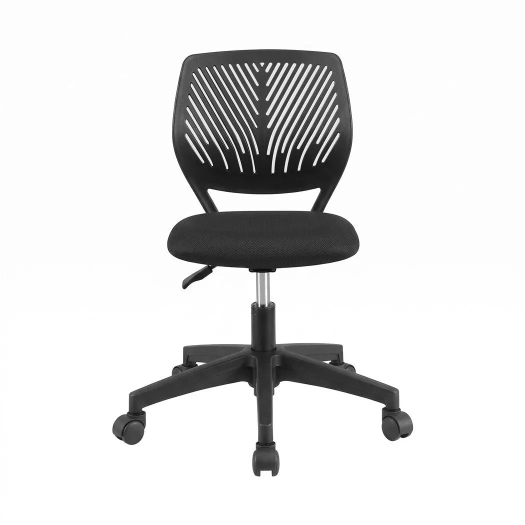 Artiss Ergonomic Office Chair Armless Study Chair Height Adjustable for Girls Boys Teens Black - Image 3