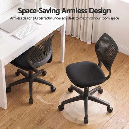 Artiss Ergonomic Office Chair Armless Study Chair Height Adjustable for Girls Boys Teens Black - Image 4