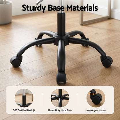 Artiss Armless Office Chair with Wheels, Ergonomic PU Leather Office Desk Chair, Height Adjustable 360° Swivel Computer Task Chair for Home Office, Study Room & Small Space, Black - Image 7