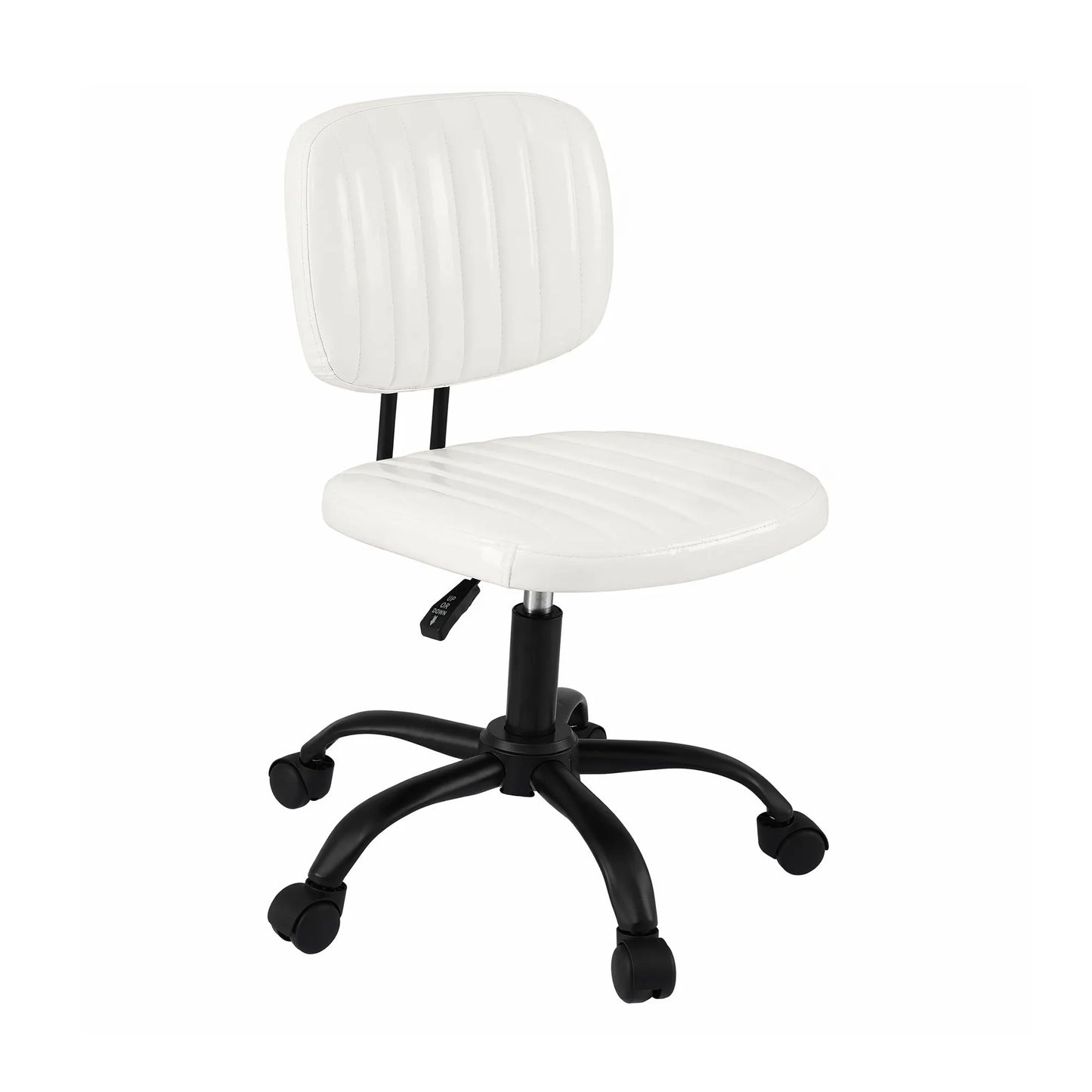 Artiss Armless Office Chair with Wheels, Ergonomic PU Leather Office Desk Chair, Height Adjustable 360° Swivel Computer Task Chair for Home Office, Study Room & Small Space, White - Image 3